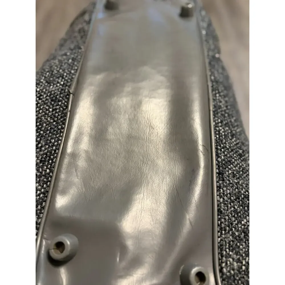 X3 VTG NWT OSCAR DE LA RENTA Tweed Luggage Travel Bag Gray Duffle Garment
